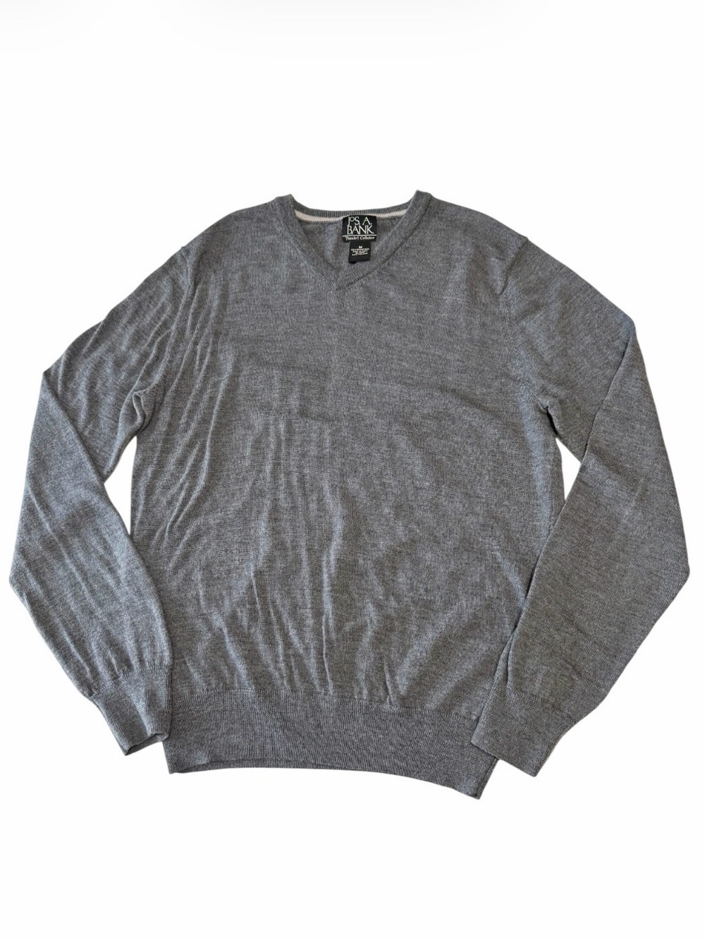 Jos.A.Bank Men’s V-neck 100% Merino Wool Sweater Gray Medium